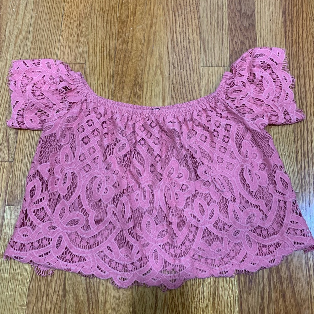 Express Women Off The Shoulder Floral Lace Top
